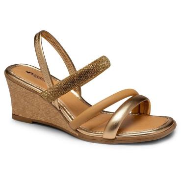 Imagem de Sandália Salto Anabela Mississipi MB891 Feminina - Metal Rose