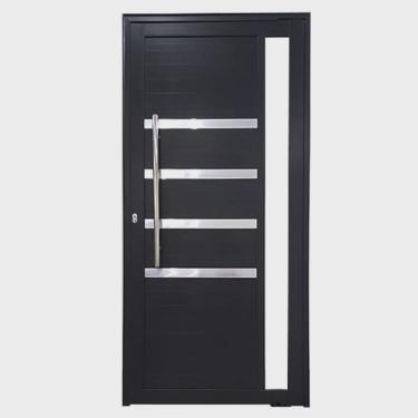 Imagem de Porta Pivotante de Alumínio 210 x 100cm com Friso e Visor 30 Esquerda Esquadrias Bergamo