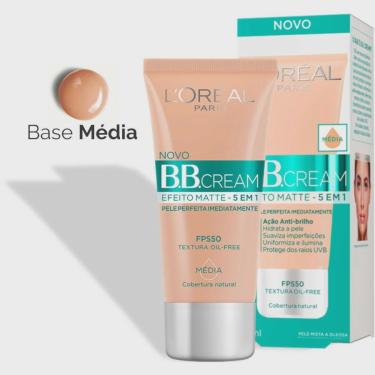 Imagem de Base bb Cream Hidratante L'Oréal Paris Efeito Matte Cor Média fps 50, 30ml