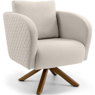 Imagem de Poltrona Decorativa Dana Tressê Giratória Giromad Linho Palha - Nexta 