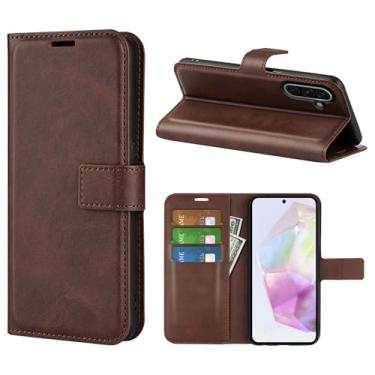 Imagem de Kezaizhe Capa flip para Samsung Galaxy A36 5G A366 / A56 5G A566 carteira de couro PU capa protetora magnética para celular capa fólio livro com suporte e compartimentos para cartão (marrom)