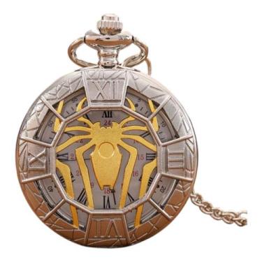 Imagem de Relógio De Bolso Aranha Dourado Com Corrente Estojo - Yisuya