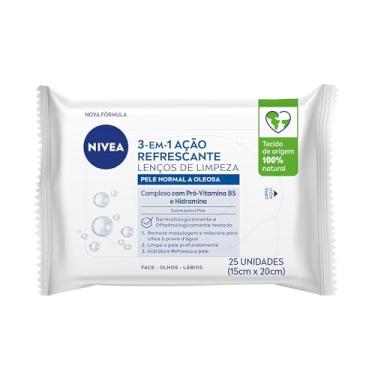 Imagem de NIVEA Lenço de Limpeza Facial Demaquilante Ação Refrescante 3 em 1 25 un. - Remove a maquiagem, refresca a pele, limpa profundamente sem precisar lavar o rosto, pode ser usado todos os dias