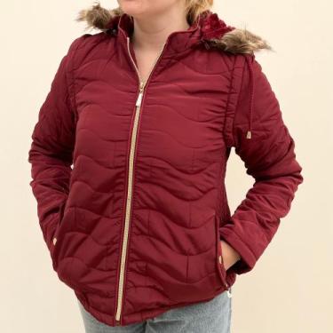 Imagem de Jaqueta Feminina Vira Colete Peluciada Poliéster Nylon com Zíper 1168C