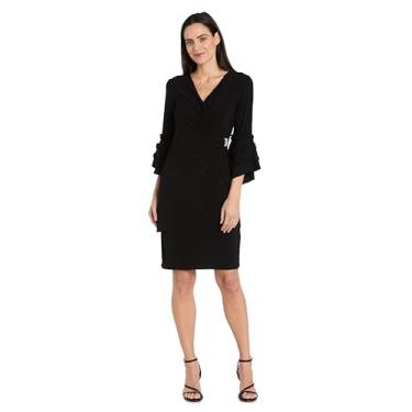 Imagem de R&M Richards Vestido feminino Angelic Glow Wrap, Preto, 52