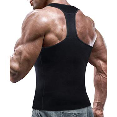 Imagem de DoLoveY Camiseta regata masculina para treino de neoprene com modelador de perda de peso e corpete de neoprene quente, black1, XXX-Large