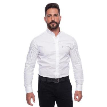 Imagem de Camisa Masculina Acetinada Gola Padre Manga Longa Elastano - Teodoro C