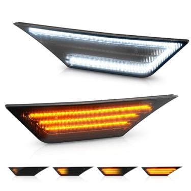 Imagem de NEIFILES Luz de LED para circulação diurna lateral compatível com Honda Civic 10ª geração 2016-2019, luz de seta âmbar dinâmica de dupla função, lente fumada, Plug & Play