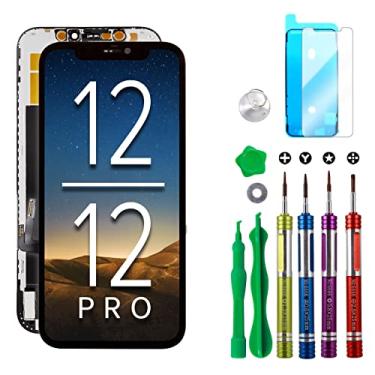 Imagem de Ace Tech Cellular Substituição de tela LCD para iPhone 12 (A2172, A2402, A2404)/iPhone 12 Pro (A2341, A2406, A2408, A2407) 15.5 cm Montagem de moldura digitalizadora com ferramentas de reparo