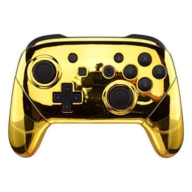 Imagem de Alças de placa traseira para controle NS Switch Pro da eXtremeRate, capa de proteção de encaixe de reposição para NS Switch Pro – controle não incluído, Chrome Gold