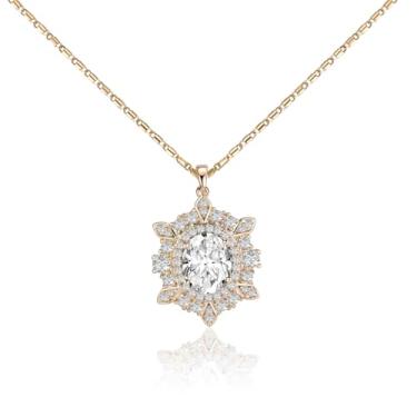 Imagem de TIMEMATRIX Colar com pingente de girassol para mulheres, latão banhado a ouro 18K com pingente de pedras preciosas de zircônia cúbica, One Size, Cobre, Zircônia cúbica