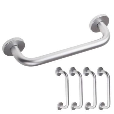 Imagem de Kit 4 Suporte Barra Apoio Idoso Toalheiro Inox 44cm 2,5cm - Embralumi