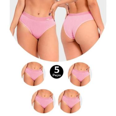 Imagem de Kit 5 Calcinha Cotton Confort Algodão Tanga Básica Feminina Conforto R