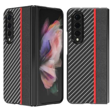 Imagem de HAO RIYLN Capa de couro para Samsung Galaxy Z Fold6, capa de negócios anti-impressão digital, textura de fibra de carbono, antiarranhões, capa vintage, preta, Z FOLD6