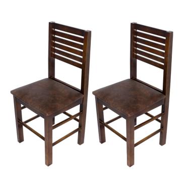 Imagem de Kit 2 Cadeiras Fixas Imbuia Estofadas Marrom Laguna Em Madeira Maciça Para Bares Marrom