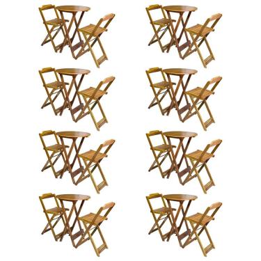Imagem de Kit 8 Jogos De Mesa Bistrô De Madeira Com 2 Cadeiras Dobravel Mel - Amarelo
