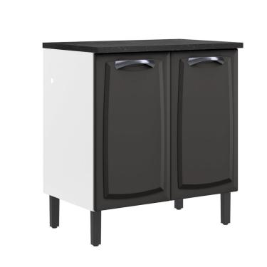 Imagem de Balcão 80Cm 2 Portas Com Tampo New Premium Itatiaia Grafite/Branco