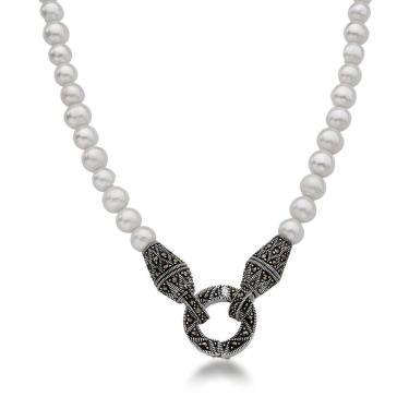 Imagem de Colar Com Pérolas De água Doce Com Abertura Para Pingente Prata 925 - 50cm