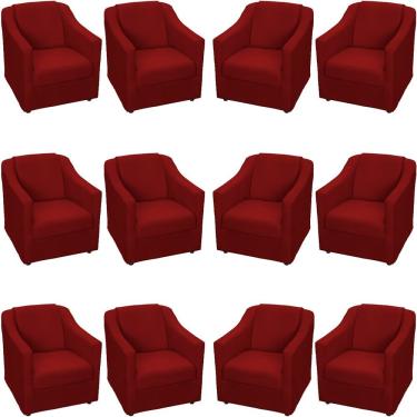 Imagem de Kit 12 Poltronas Mila Pé De Plástico Cromado - Bordô Suede