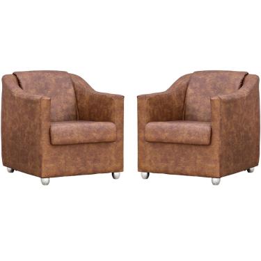 Imagem de Kit 2 Poltronas Mila Corino Cores Pé De Plástico Cromado - Peroba Corino