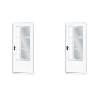 Imagem de Kit Com 2 Portas De Aço Postigo 215x85cm Com Grade Quadrada Minas Sul Mgm Branco