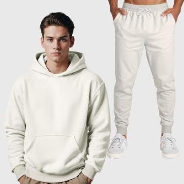 Imagem de Conjunto Blusa Moletom Canguru + Calça Masculina Lisa-Masculino