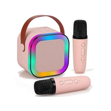 Imagem de Caixinha de Som Portátil com Karaokê, Bluetooth, LED RGB, 2 Microfones, Bateria 2000mAh