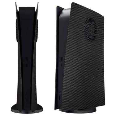 Imagem de IMOFEE Placas Frontais De Edição Digital Com Saídas Ar Para Console Ps5, Painéis Cobertura, Acessórios Playstation 5, Placa Frontal Substituição Protetora (Fibra Carbono Preta)