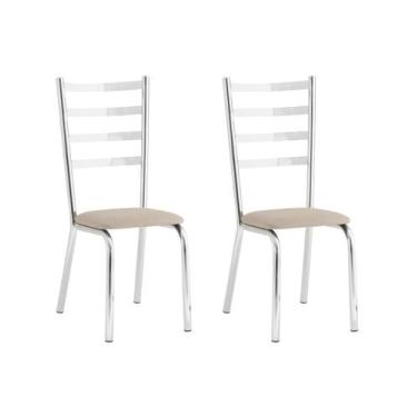 Imagem de Conjunto 2 cadeiras Laura cromada para cozinha ou sala de jantar super