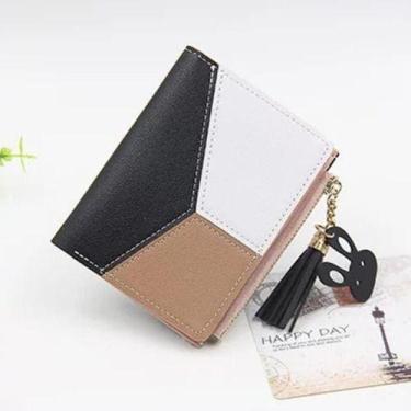 Imagem de Carteira Feminina Porta Moedas Cartão Triângular - Unistar, Preto