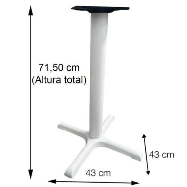 Imagem de Mesa Ômega Ferro Branco 74 cm (Alt) Base em X Tampo MDP Redondo Cinza 