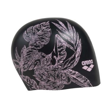 Imagem de Arena Touca de natação de silicone moldado Sirene para mulheres natação super elástica durável touca de banho para cabelos longos ajuste apertado, Cecilia Black, tamanho único