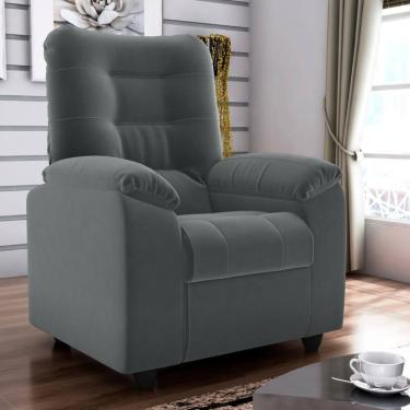 Imagem de Poltrona Reclinável Almofadada Ripon Veludo Cinza