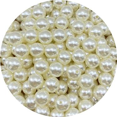 Imagem de Tingoons 700 peças de contas de pérola de 6 mm com furo redondo solto lustre artesanato contas para decoração de casa preenchedores de vasos faça artesanato faça joias fazendo joias colar brincos (bege)