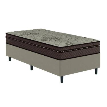 Imagem de Cama Box Solteiro Colchão Com Molas Ensacadas Tokio 88x188x63cm Marrom/Bege Umaflex