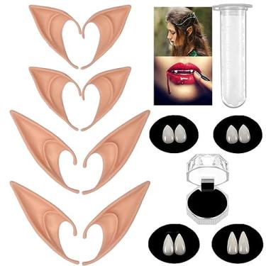 Imagem de 8 Pares de Orelhas de Elfo, Presas de Vampiro, Dentes de Cosplay com Dentes Adesivos de Dentes para Cosplay, Acessórios de Fantasia de Festa de Halloween, de Festa de Halloween