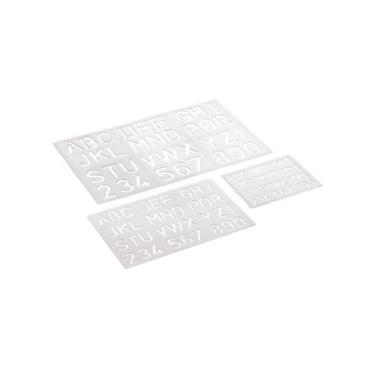 Imagem de Kit Normógrafo C/ 3 Réguas De Letras e Números p/ Caligrafia Waleu  Es