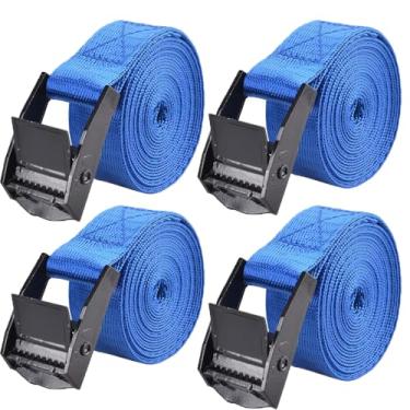 Imagem de Tiras de amarração 4 peças de correia de amarração 149.9 cm x 2.5 cm fivela ajustável tiras seguras resistentes até 272 kg para carga, bagagem, bicicletas, motocicletas, caminhões, SUV, rack de teto