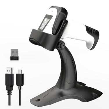 Imagem de Leitor de código de barras portátil sem fio a laser com suporte Bluetooth e 2,4 GHz e USB com fio 3 em 1 funcionando 1800 mAh para POS de computador, leitor de código de barras 1D portátil para