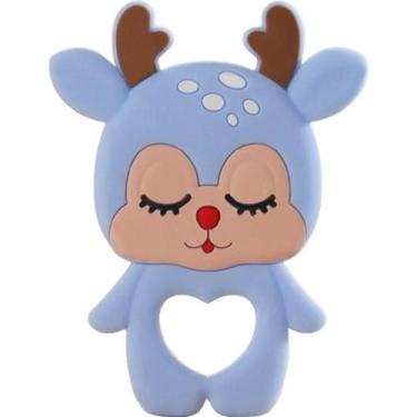 Imagem de Mordedor Rena Para Bebê De Silicone 8,89x6,69x0,75cm Azul Claro - BENE