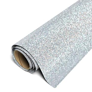 Imagem de Siser Glitter HTV rolo de 30,48 cm x 91,44 cm - vinil de transferência de calor para ferro, Prata