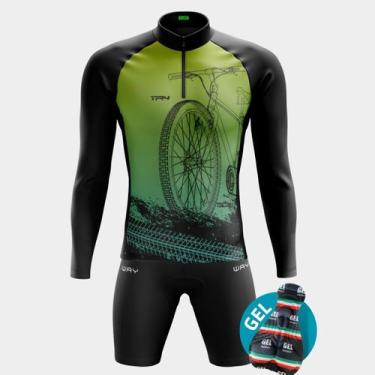 Imagem de Conjunto de Ciclismo Bermuda de Forro Gel Bolsos Laterais e Camisa Man