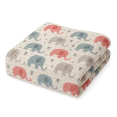 Imagem de Manta Infantil de Microfibra para Cama Solteiro 150x200cm Estampas de Unicórnio Elefante Estrela e Coração Hipoalergênica Toque Suave Delicado (Elefante Branco)
