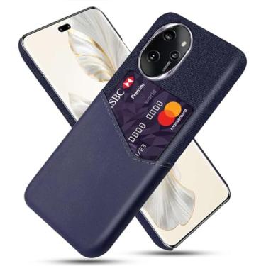 Imagem de Capa para Honor 100 PRO,Anti-deslizamento,Proteção contra quedas de 360°,Resistência à impressão digital,Tela e caso de couro PU com 1 slot de cartão atrás-Blue