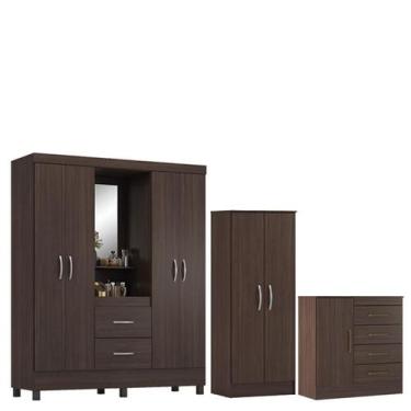 Imagem de Guarda Roupa Casal Capelinha Lord com Multiuso Viena com Cômoda Montev