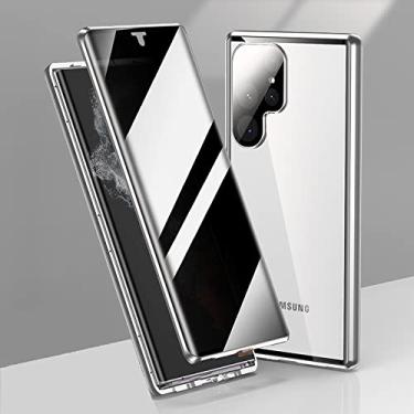 Imagem de CeeEee Capa de privacidade para Samsung Galaxy S25 Vidro Ultra Temperado Capa Frontal e Traseira Capa Magnética 360 Graus - Prata