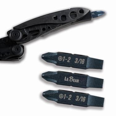 Imagem de LABEAR - 3 peças de chave de fenda dupla para acessórios multiferramentas Leatherman, nº 1 - nº 2 Phillips e pontas de chave de fenda planas de 0,9 cm (não incluídas SKELETOOLS)