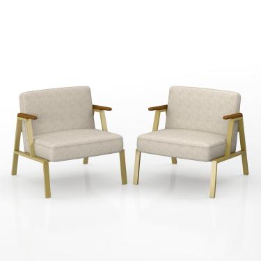 Imagem de Kit 2 Poltronas Coimbra Estilo Industrial Dourado/cinamomo/bege - M.a