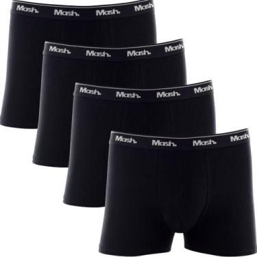 Imagem de Kit Com 4 Cuecas Boxer Mash Algodão Cotton Masculino, Todas pretas, M