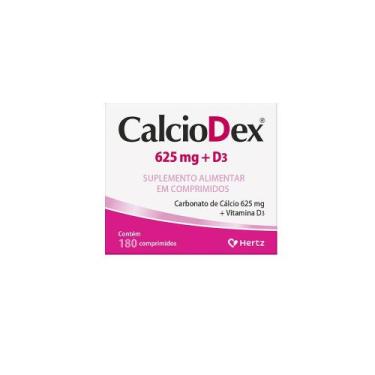 Imagem de Suplemento CalcioDex 625mg + D3 180 Comprimidos - Hertz, Sem sabor